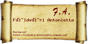Földvári Antonietta névjegykártya